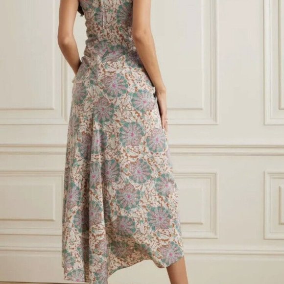 Veronica Beard Sz 14 Aldana Ruched Paisley Midi-Dress NWT $698 - Picture 3 of 16